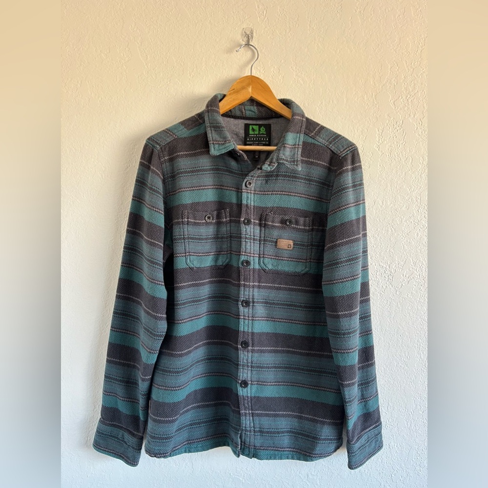 Teal Stripe HippyTree Easton Woven Flannel